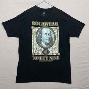 Rocawear Benjamin Franklin Ninety Nine Black Graphic Tee Shirt